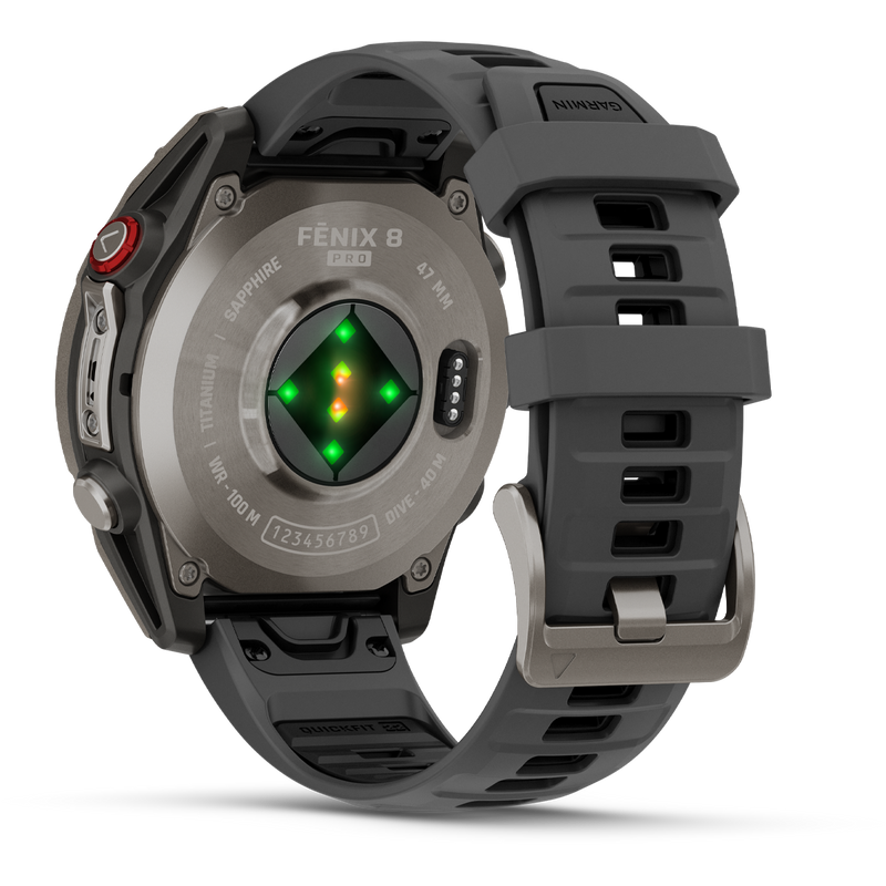 Fenix 8 Pro Sapphire 47mm Titanium w/ Graphite, Garmin Fenix 8 Pro Sapphire 47mm Titanium Graph back