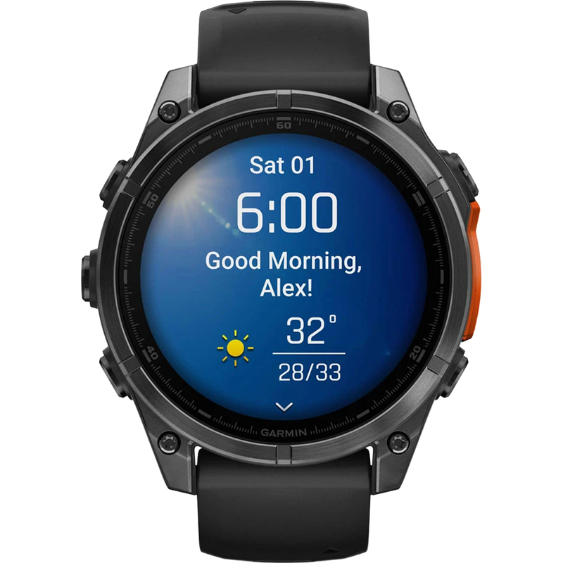 Fenix 8 47mm - Slate Gray Black, Garmin Fenix 8 47mm Slate Gray Black with Good Morning display
