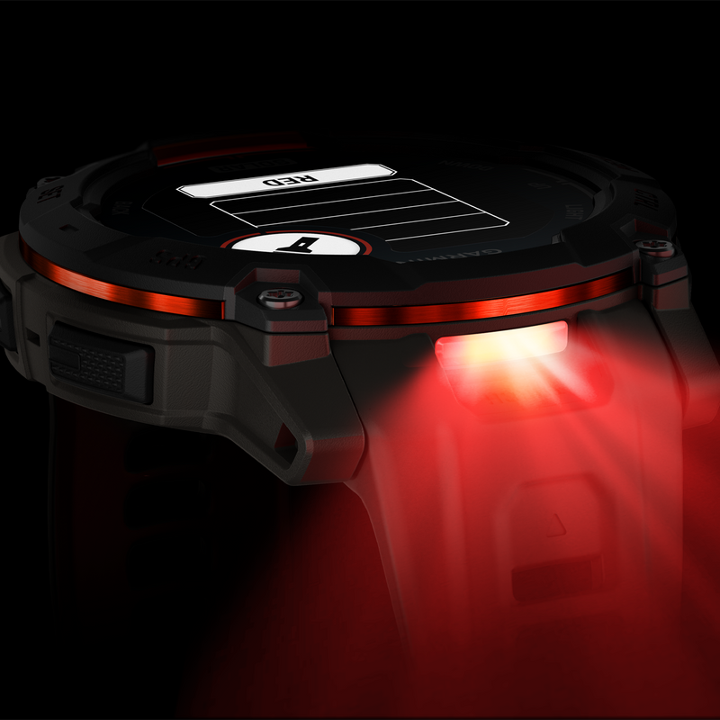 Instinct 3 Solar 50mm Black, Garmin Instinct 3 Solar 50mm Black red light