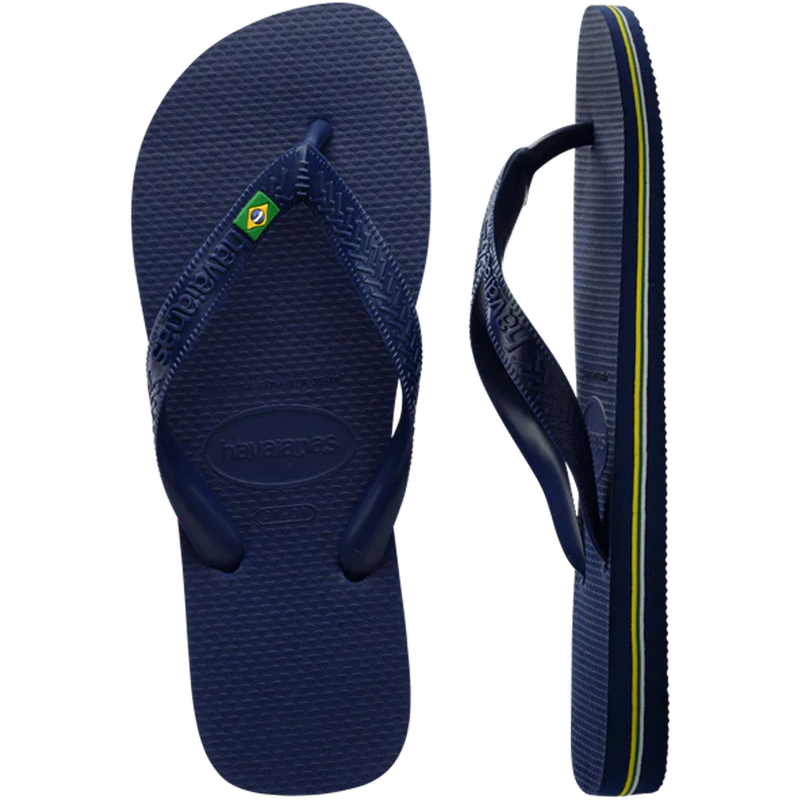 Women's Brazil Logo, Havaianas Women's Brazil Logo in Navy Blue side by side top and side view