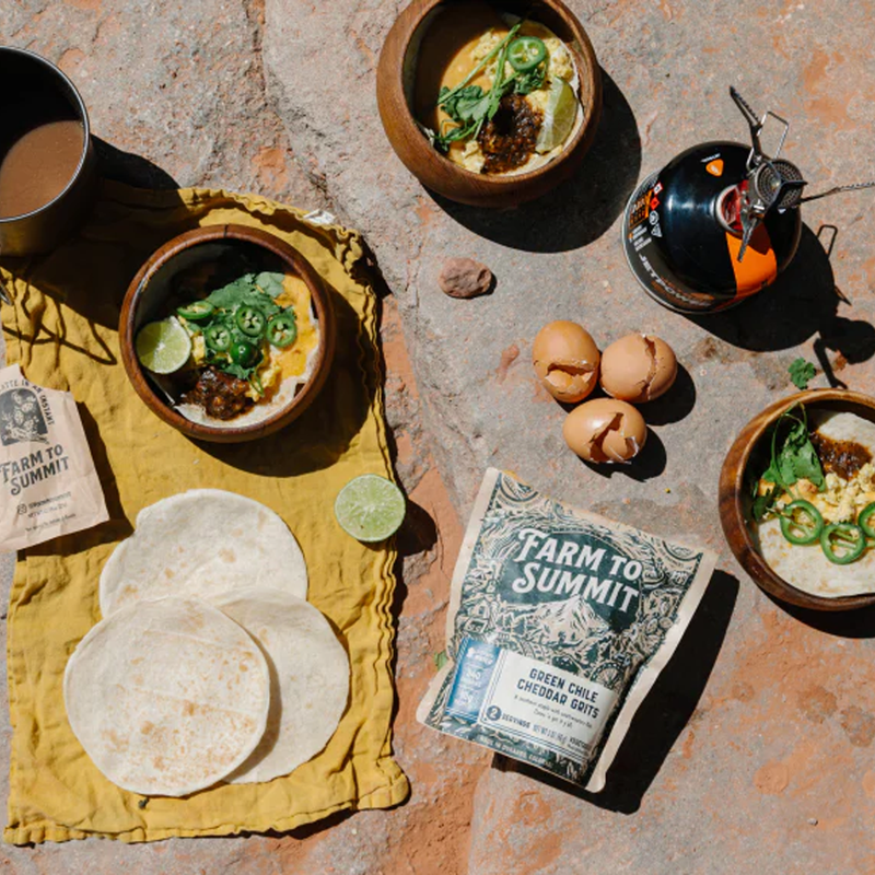 Green Chile Cheddar Grits (2 servings), Farm To Summit Green Chile Cheddar Grits at camp
