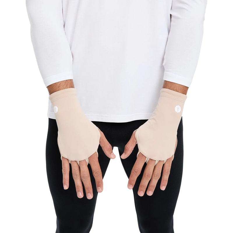 Palmless Hand Cover UPF 50+, Solbari Palmless Hand Cover UPF 50+ in Beige top view