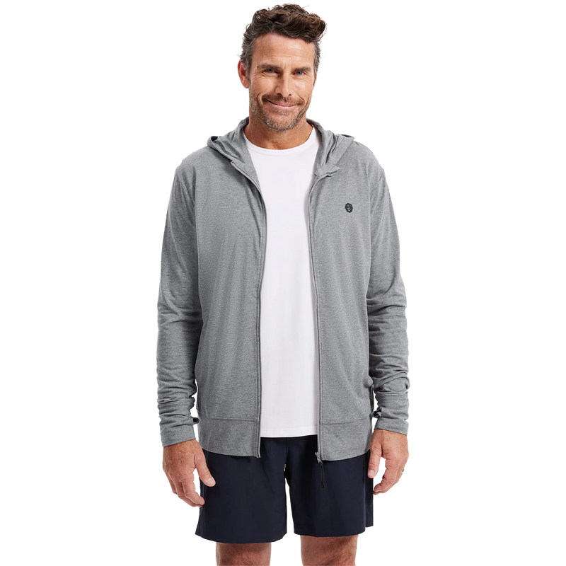 Men's Summer Essential Hooded Zip Top UPF 50+, Solbari Men's Summer Essential Hooded Zip Top UPF 50+ zipper open