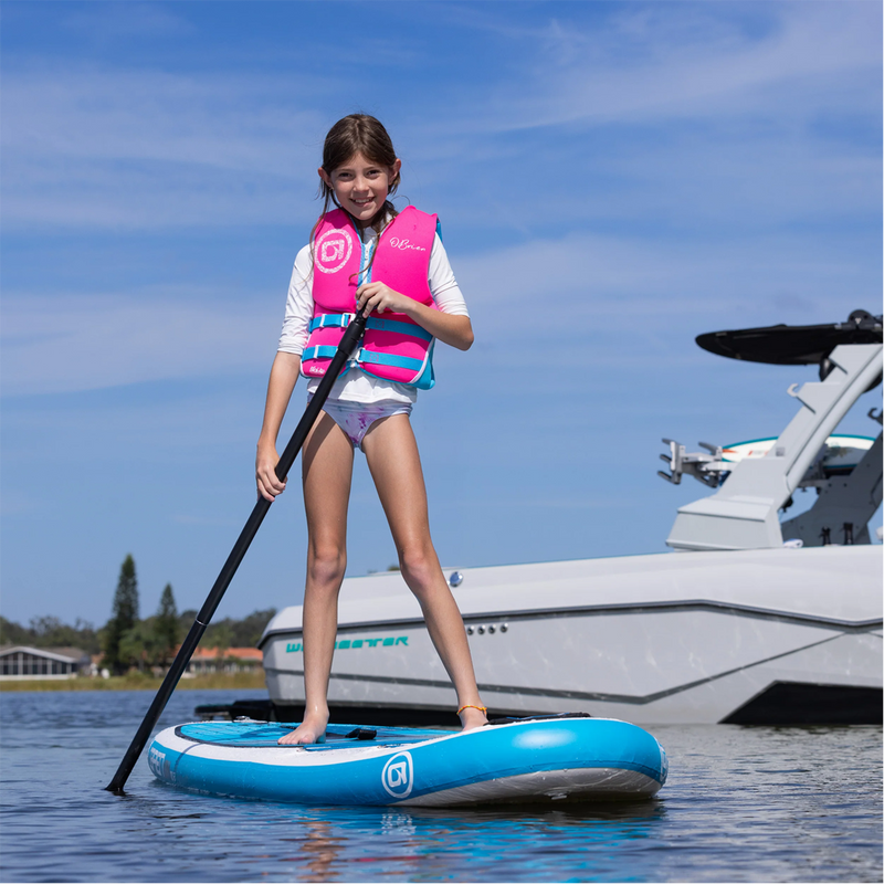 Youth Traditional Life Jacket, O'Brien Youth Traditional Life Jacket in Pink Aqua lifestyle image