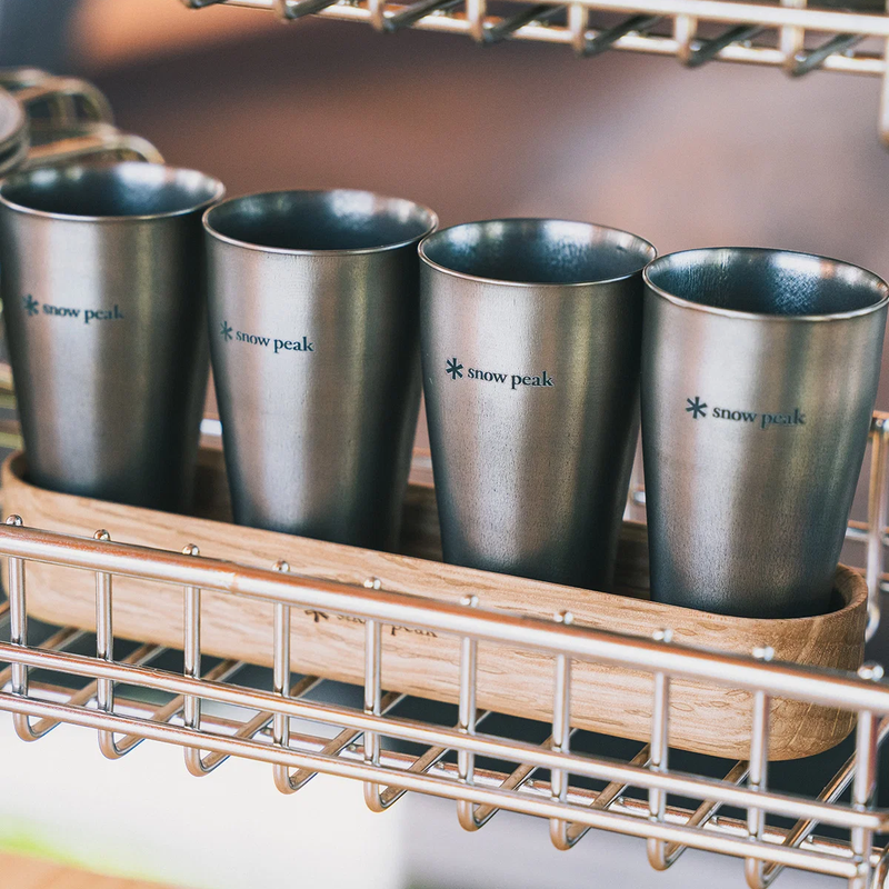 Titanium Shot Glass Duo, Snow Peak Titanium Shot Glass Duo in rack
