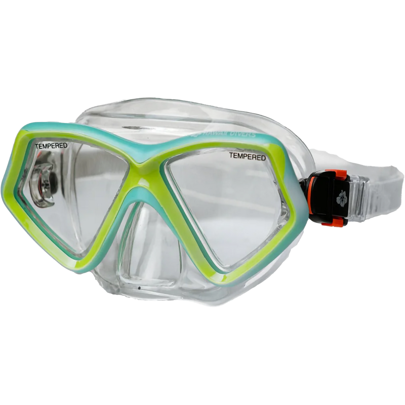 Youth Kids Jelly Fish Mask, Hawaii Divers Youth Kids Jelly Fish Mask in Teal/Yellow front left