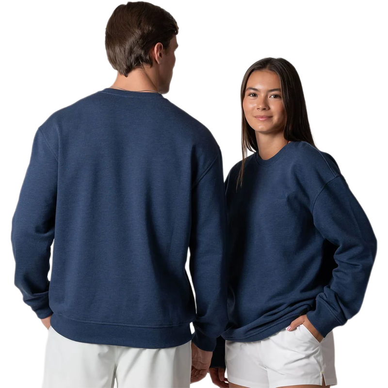 Unisex Fleece Crew, Joola Unisex Fleece Crew in Navy Heather on models front and back
