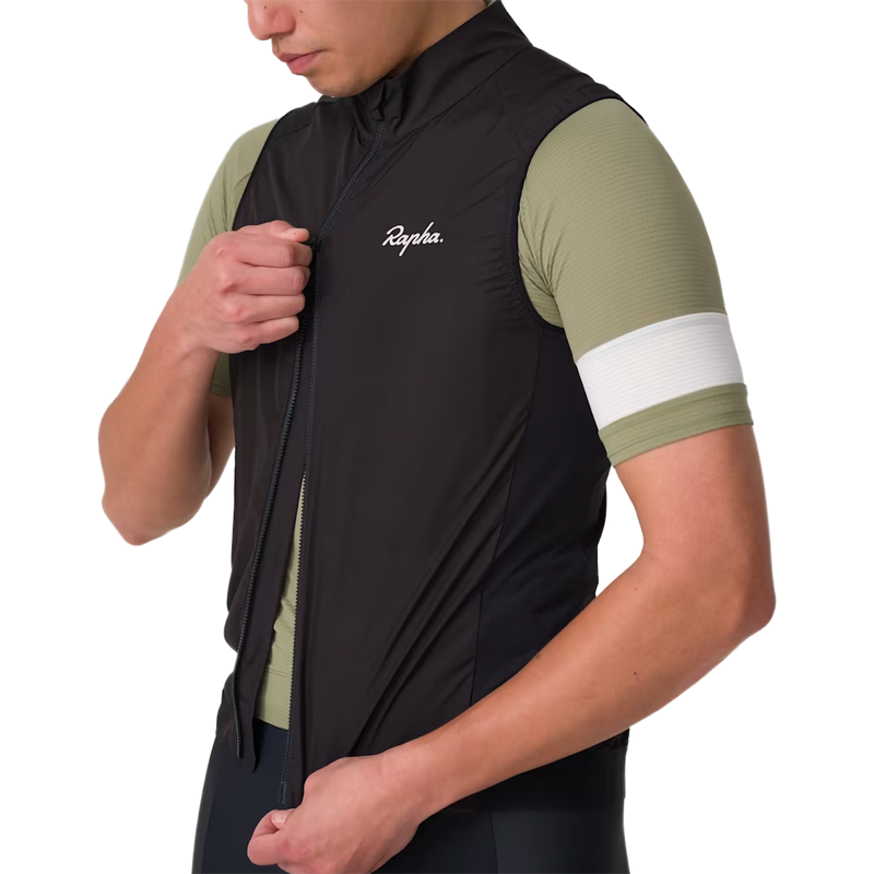 Men's Core Gilet, Rapha Men's Core Gilet in BLW-Black/White front left zipper