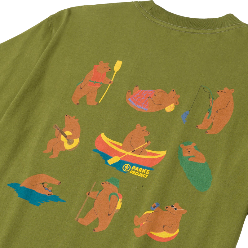 Bears at Camp Pocket Tee, Parks Project Bears at Camp Pocket Tee in Olive back side print detail