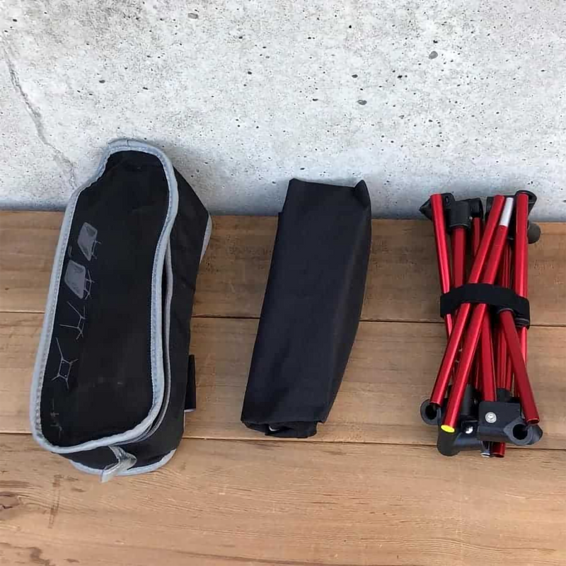 Low Joey Red, TravelChair Low Joey Red folded with case
