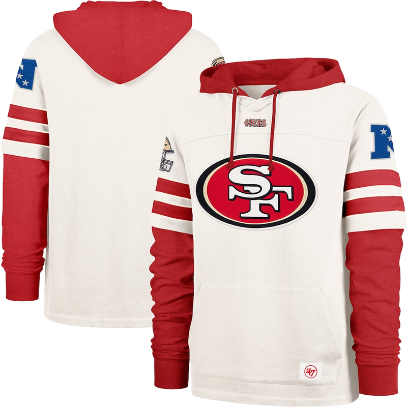 Men's 49ers Split Zone II Cornerback Duo Lacer, 47 Brand Men's 49ers Split Zone II Cornerback Duo Lacer in Cream side by side