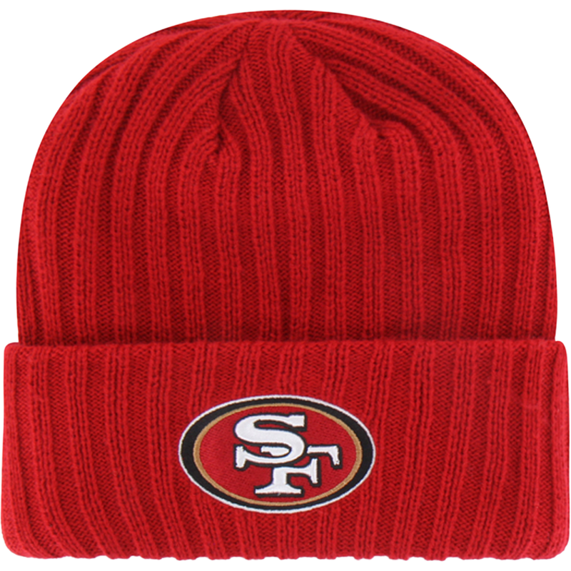 49ers Ribbed Snowdrift 47 Cuff Knit, 49ers Ribbed Snowdrift 47 Cuff Knit in Red back embroidery detail