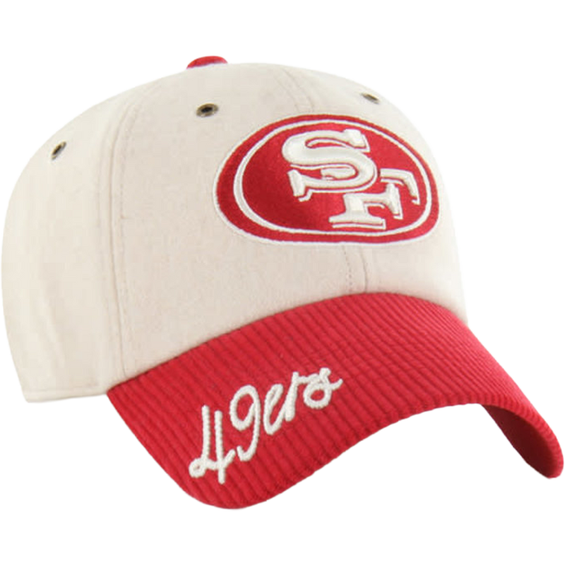 Women's 49ers Rope Script Two Tone 47 Clean Up, 47 Brand Women's 49ers Rope Script Two Tone 47 Clean Up in Natural angled 