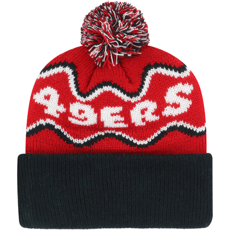 Youth 49ers Squiggle Script 47 Cuff Knit, 47 Brand Youth 49ers Squiggle Script 47 Cuff Knit in Red back side