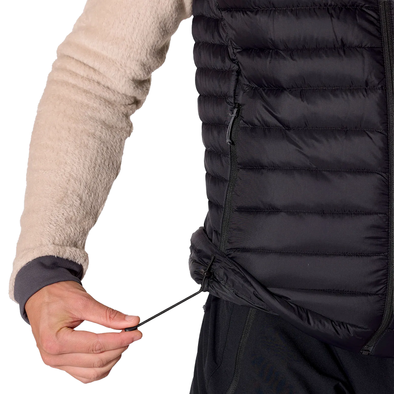 Men's Microlight Down Vest, Rab Men's Microlight Down Vest in BL Black draw chord