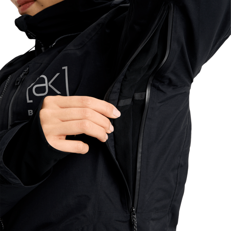 Women's AK Flare 2L Down GTX Down Jacket, Burton Women's AK Flare 2L Down GTX Down Jacket in True Black vent detail