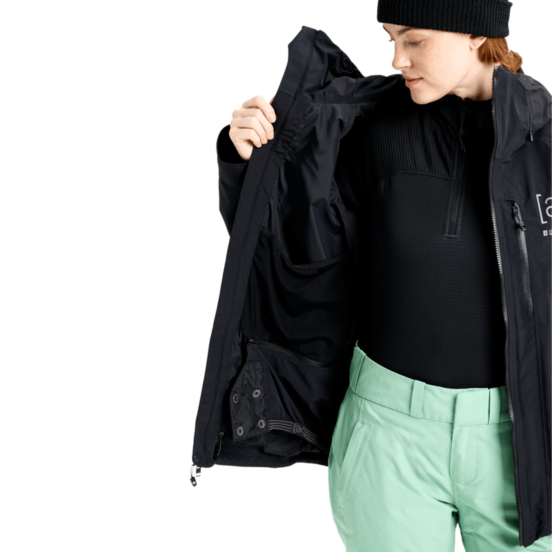 Women's AK Upshift GORE-TEX 2L Jacket, Burton Women's AK Upshift GORE-TEX 2L Jacket in True Black inside linter detail