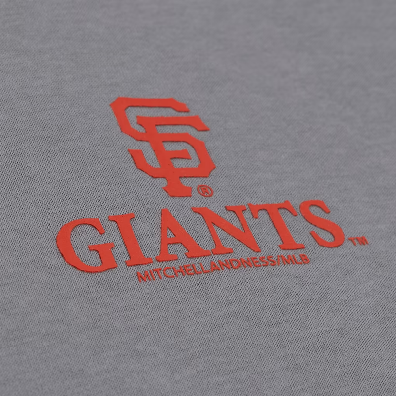 Men's Giants Core Essentials Fleece Hoodie, Mitchell and Ness Men's Giants Core Essentials Fleece Hoodie in Grey with printing detail