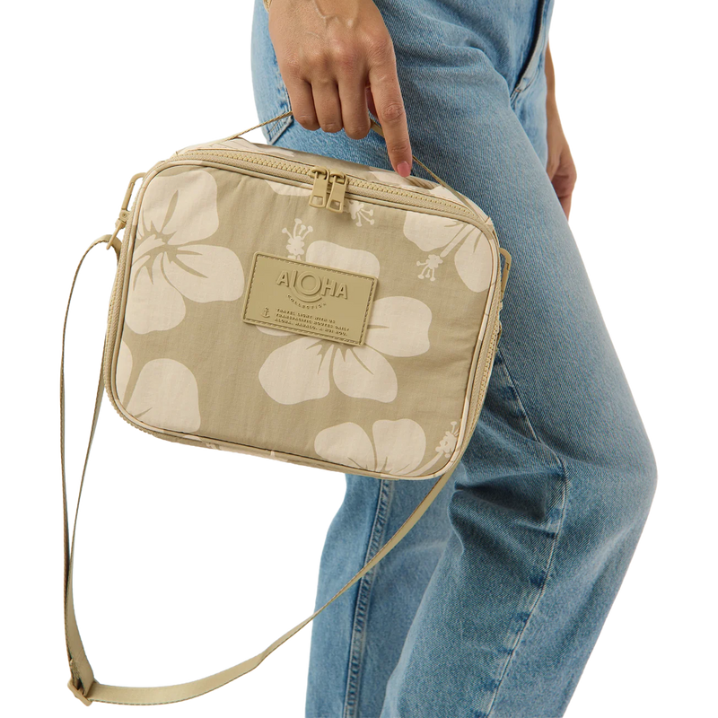Hana Hou Lunch Box, Aloha Collection Hana Hou Lunch Box in Creme Dune with strap details