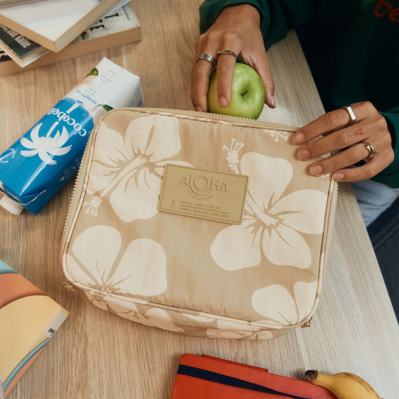 Hana Hou Lunch Box, Aloha Collection Hana Hou Lunch Box in Creme Dune in use