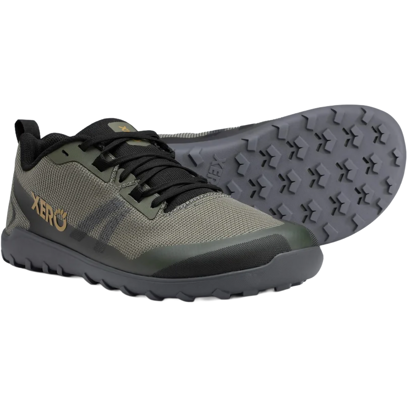Men's Mesa Summit, Xero Mesa Summit in AMGN Army Green pair front right and bottom