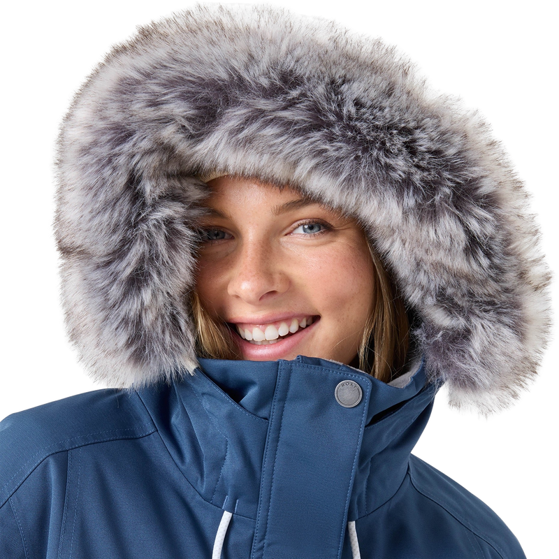 Roxy Women's Meade Jacket hood with faux-fur