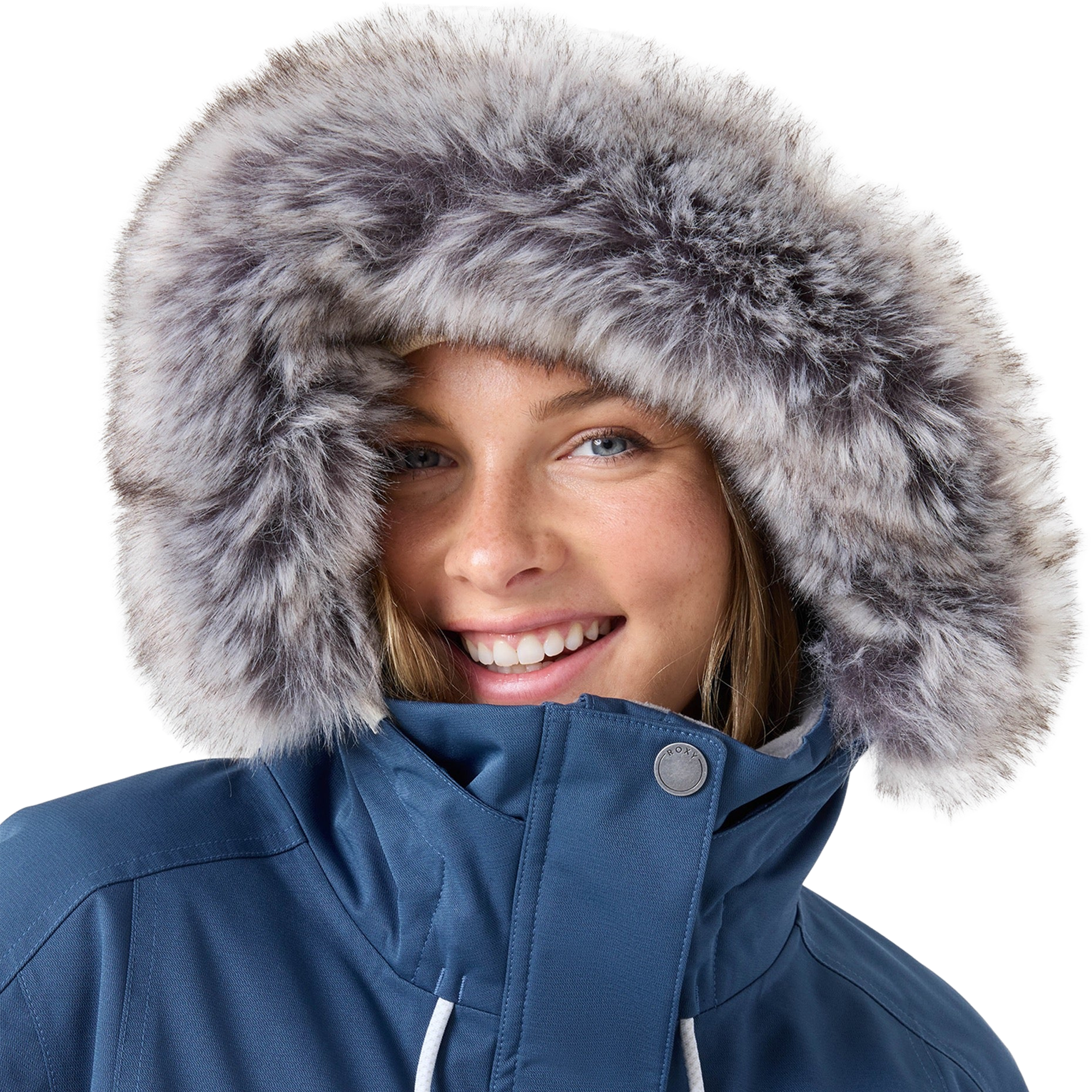 Roxy Women's Meade Jacket hood with faux-fur