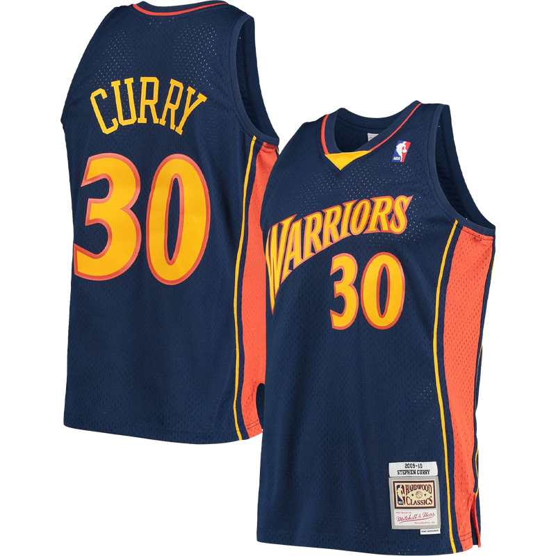 Warriors Swingman Road Jersey 2009 Steph Curry, Mitchell and Ness Warriors Swingman Road Jersey 2009 Steph Curry in Navy side by side