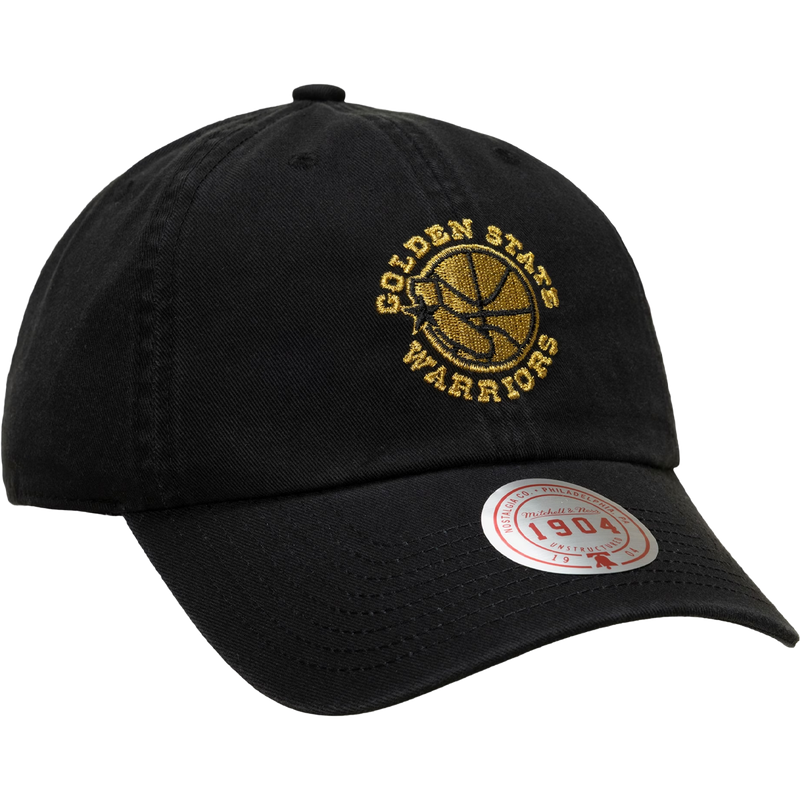 Warriors Black and Gold Snapback Hardwood Classics, Mitchell and Ness Warriors Black and Gold Snapback Hardwood Classics in Black right facing