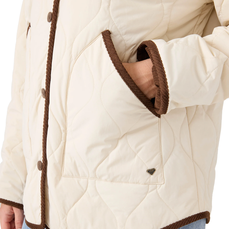 Roxy Women's Nyvea Quilted Barn Jacket Front Pocket