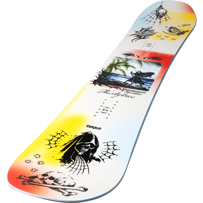 ThirtyTwo Permanent Vacation top of board top sheet closeup horizontal 3/4 view