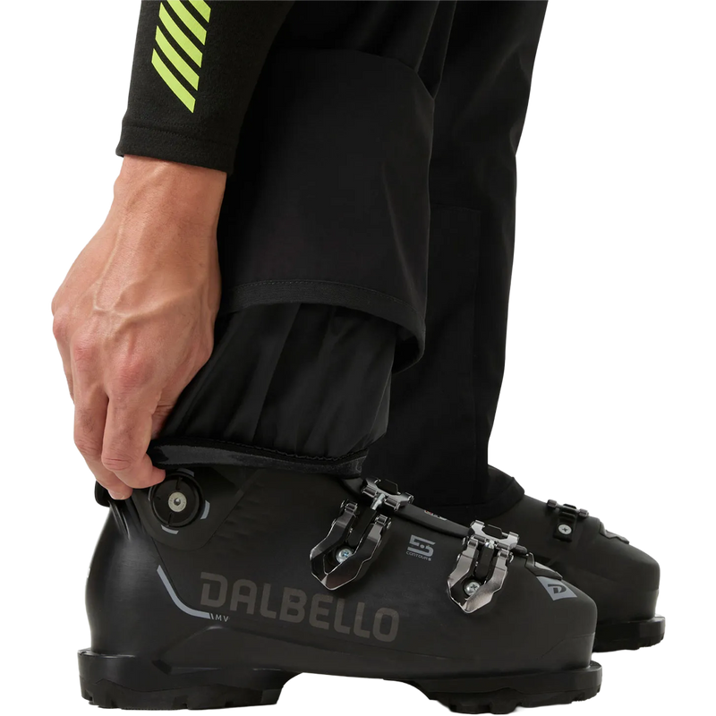 Helly Hansen Men's Sogn Bib Shell 2.0 Pant in Black snow gaiter bottom let detail