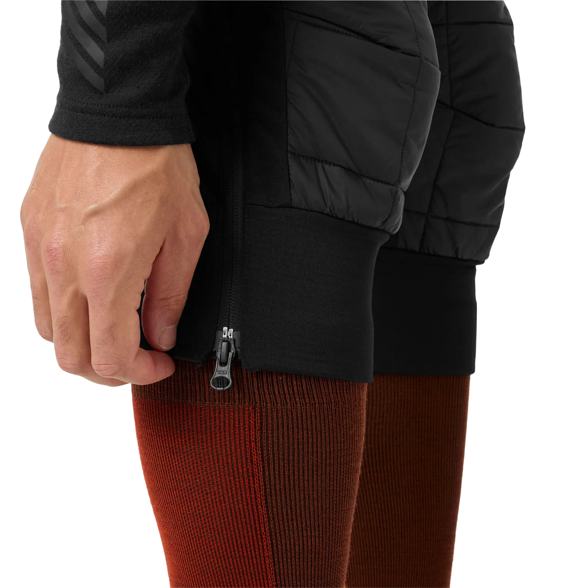 Helly Hanson Men's Ridge Lifaloft Insulator 3/4 Pant in Black elastic and zipper detail