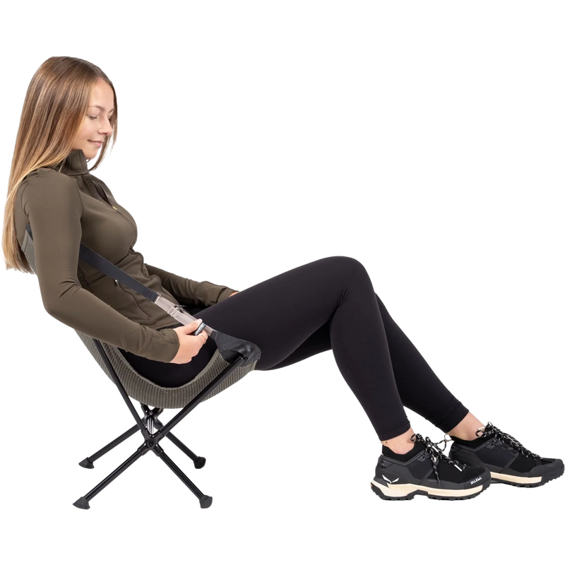 Moonlite Reclining Camp Chair, Nemo Moonlite Reclining Camp Chair in Black Pear with model right