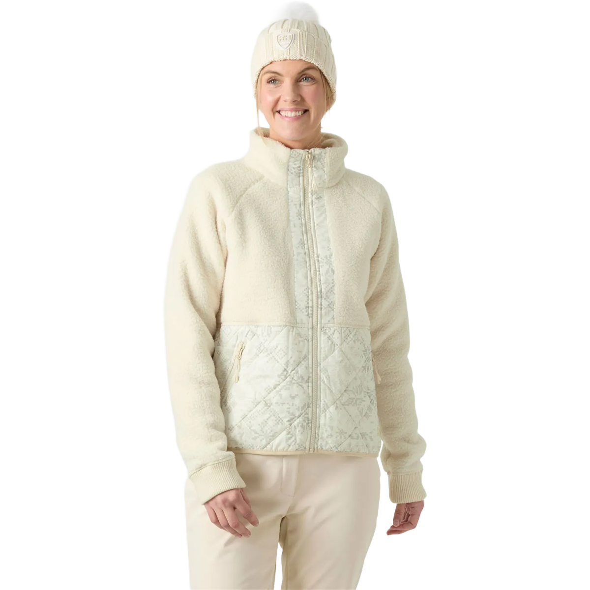 Helly Hanson Women's Bliss Hybrid Jacket in Cream on model