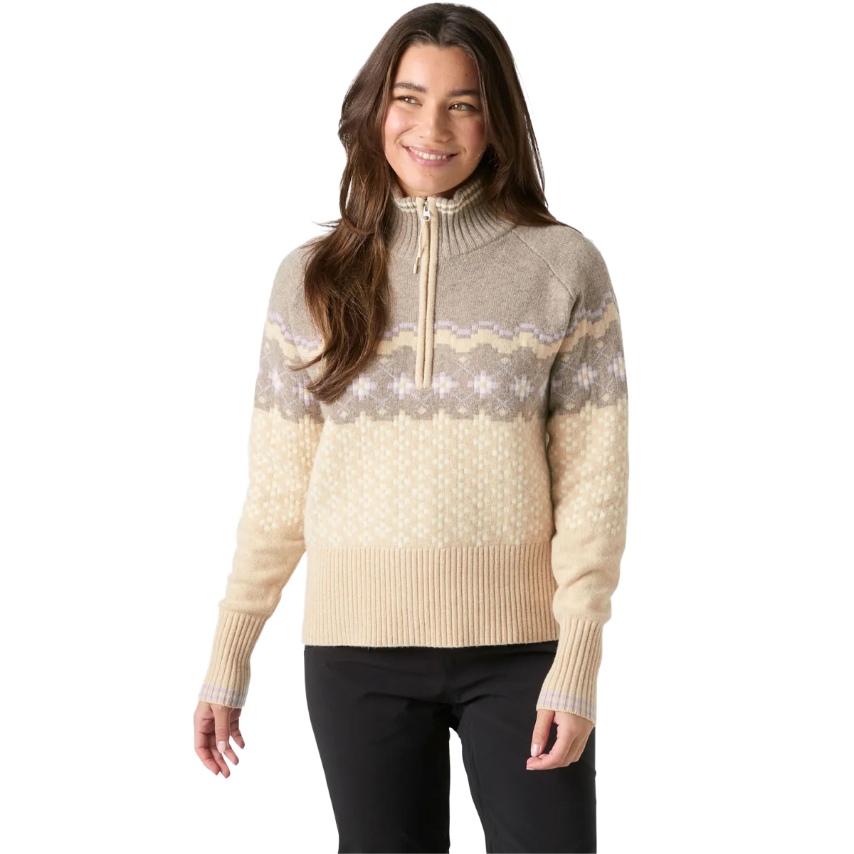 Helly Hansen Women's Apres Knit Sweater in Elmwood Melange on model