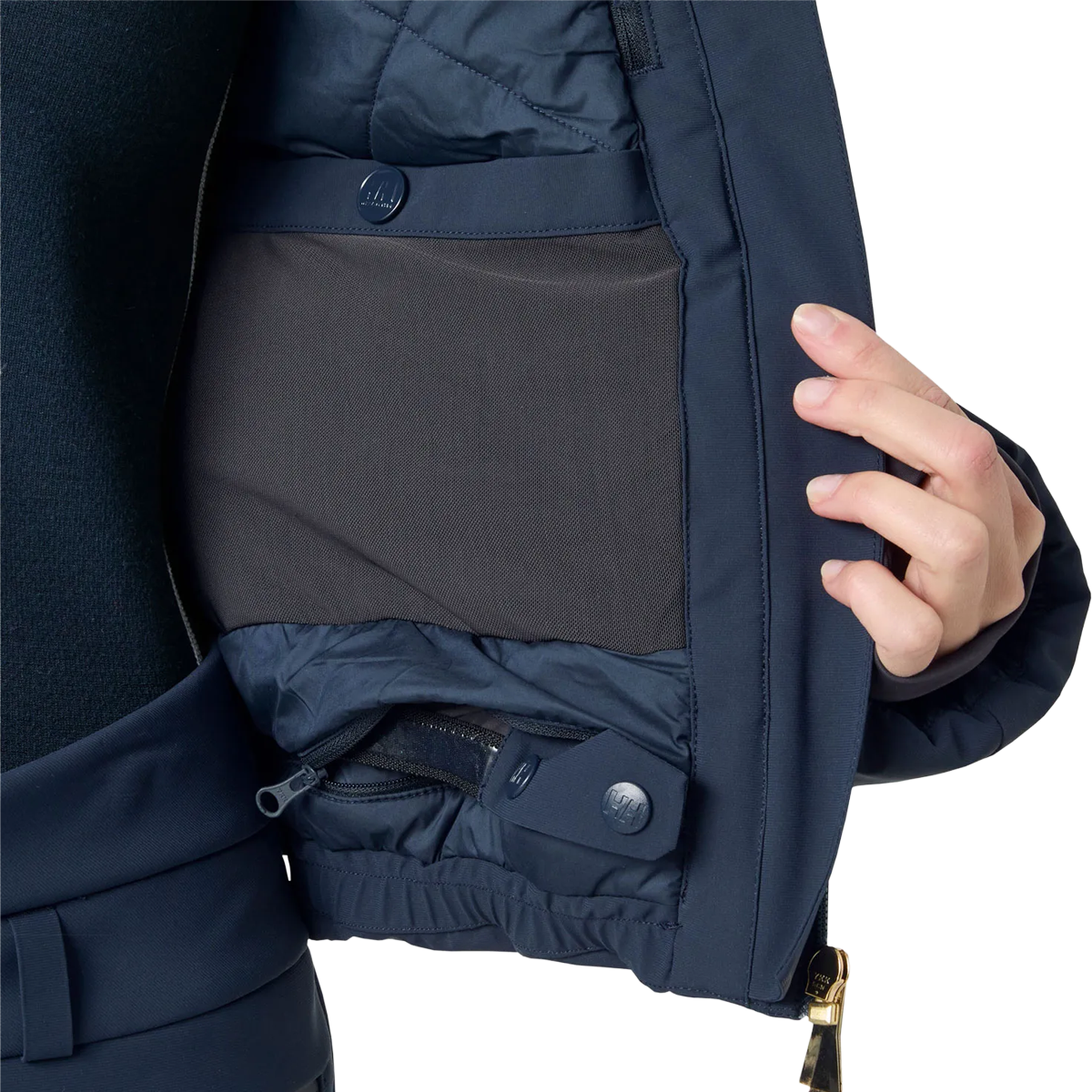 Helly Hansen Women's Avanti Hybrid Jacket in Navy inside lining and pocket detail