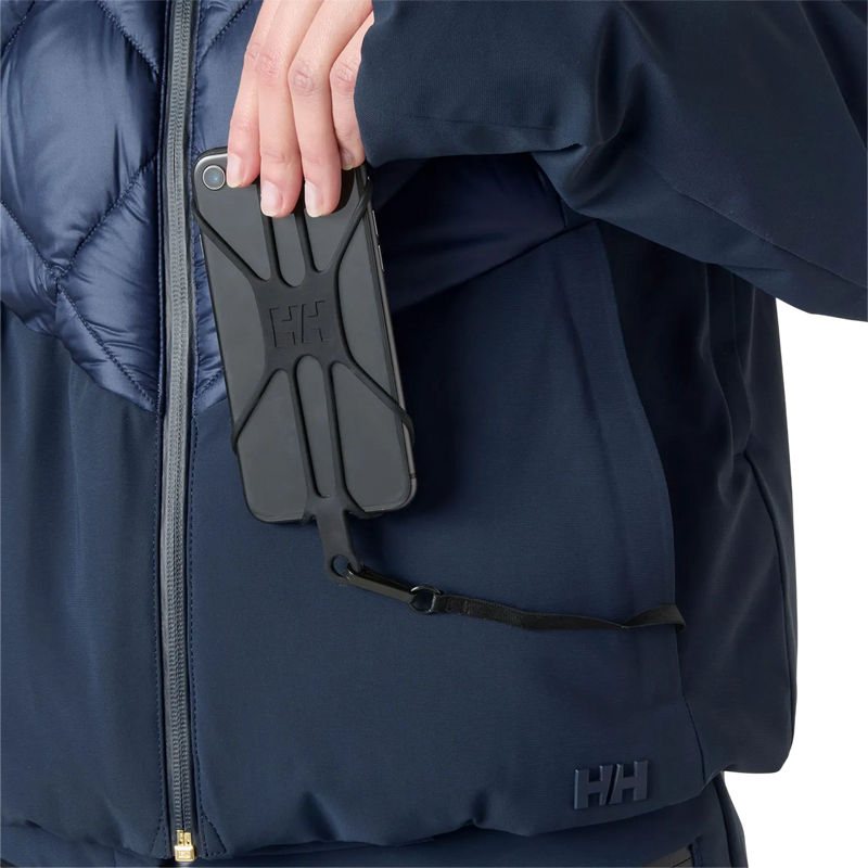 Helly Hansen Women's Avanti Hybrid Jacket in Navy phone leash detail