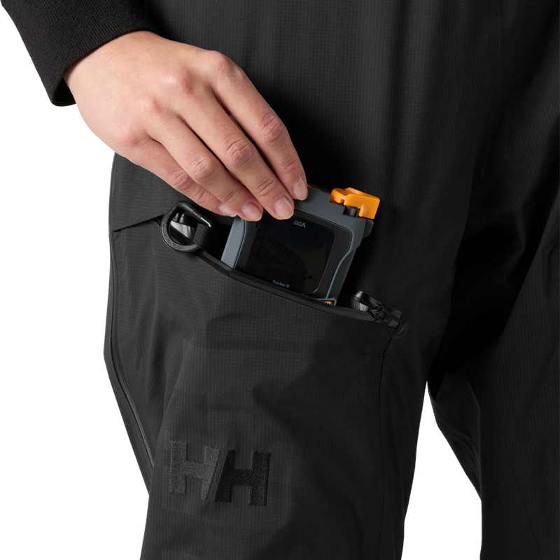 Helly Hansen Women's Odin Backcountry Infinity Bib Pant front zippered thigh pocket 