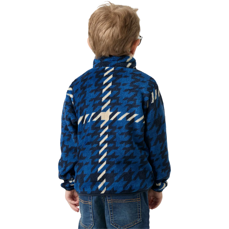 Youth Chill Fleece Jacket, Helly Hansen Youth Chill Fleece Jacket in Navy AOP back view on model