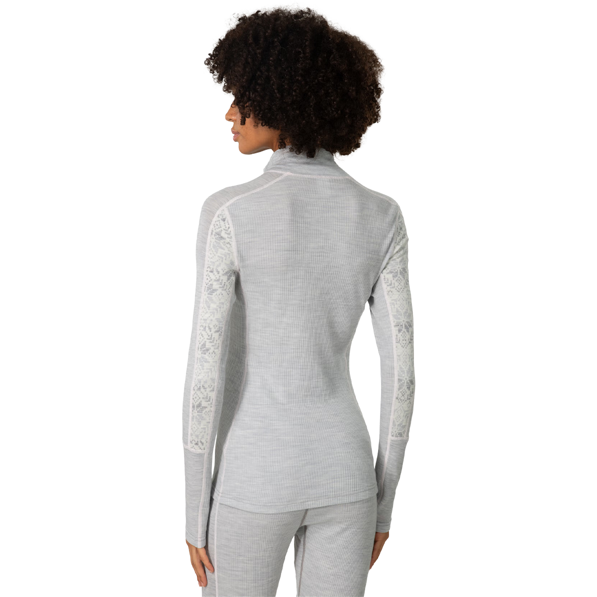 Kari Traa Women's Anna Half Zip in Light Grey Melange back view on model