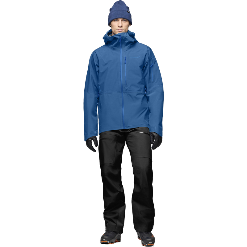 Men's Lofoten Gore Tex Jacket, Norrona Men's Lofoten Gore Tex Jacket in Dark Blue on model