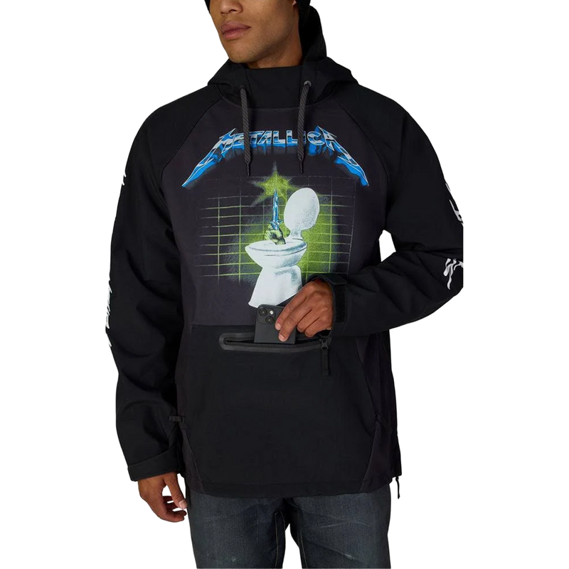 Men's Metallica Waterproof Hoody, Metallica Waterproof Hoody in Metallica Black with front pocket detail
