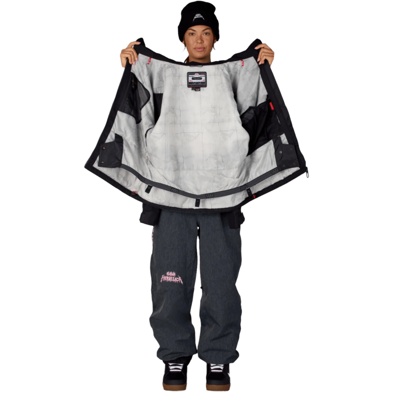 Women's Metallica Burning Skull Insulated Jacket, 686 Women's Metallica Burning Skull Insulated Jacket in Metallica Black insulation detail