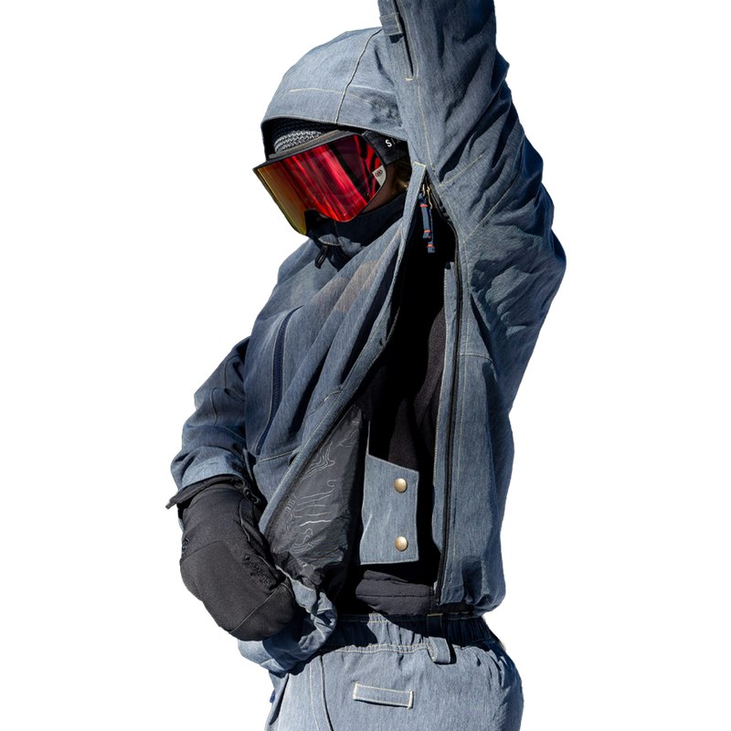 Women's Outline Shell Anorak, 686 Women's Outline Shell Anorak in Navy Denim side seam zipper detail