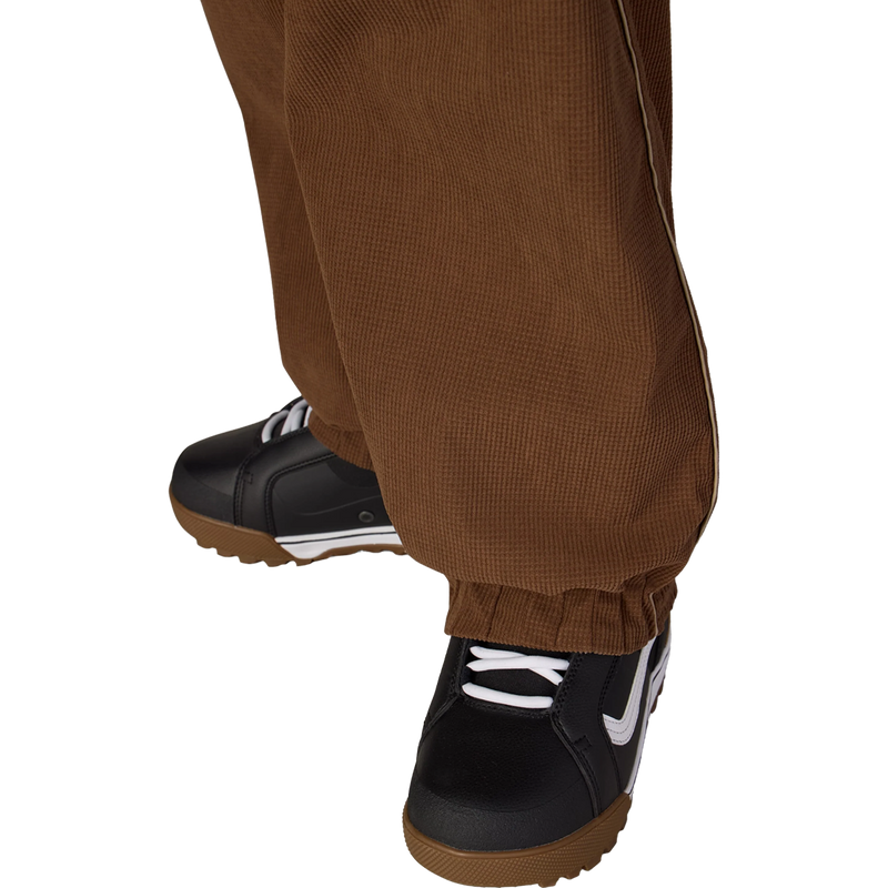Women's Hellkat Pant, 686 Women's Hellkat Pant in Dark Earth Grid Corduroy elastic bottom detail
