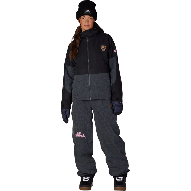 Women's Metallica Burning Skull Pant, 686 Women's Metallica Burning Skull Pant in Metallica Black Denim full body view