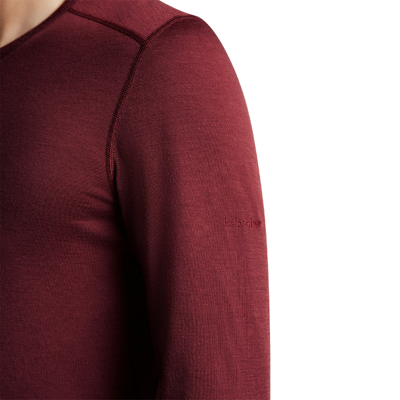 Ice Breaker Merino 200 Oasis Long Sleeve Crew in Port with embroidered detail