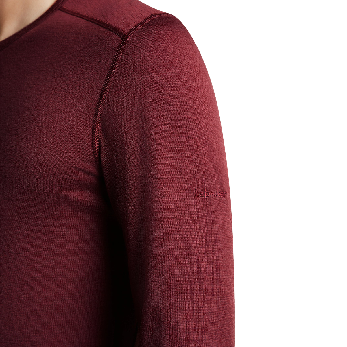 Ice Breaker Merino 200 Oasis Long Sleeve Crew in Port with embroidered detail