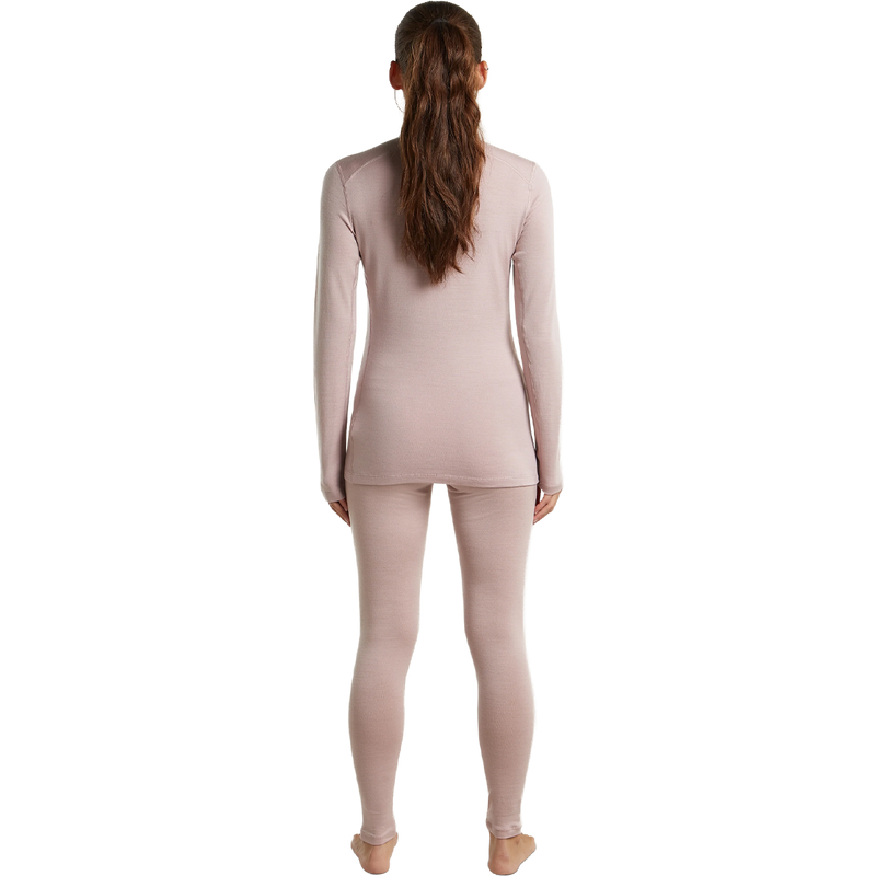 Helly Hansen Women's Merino 260 Oasis Long Sleeve Half Zip in Pink Quartz full back view on model